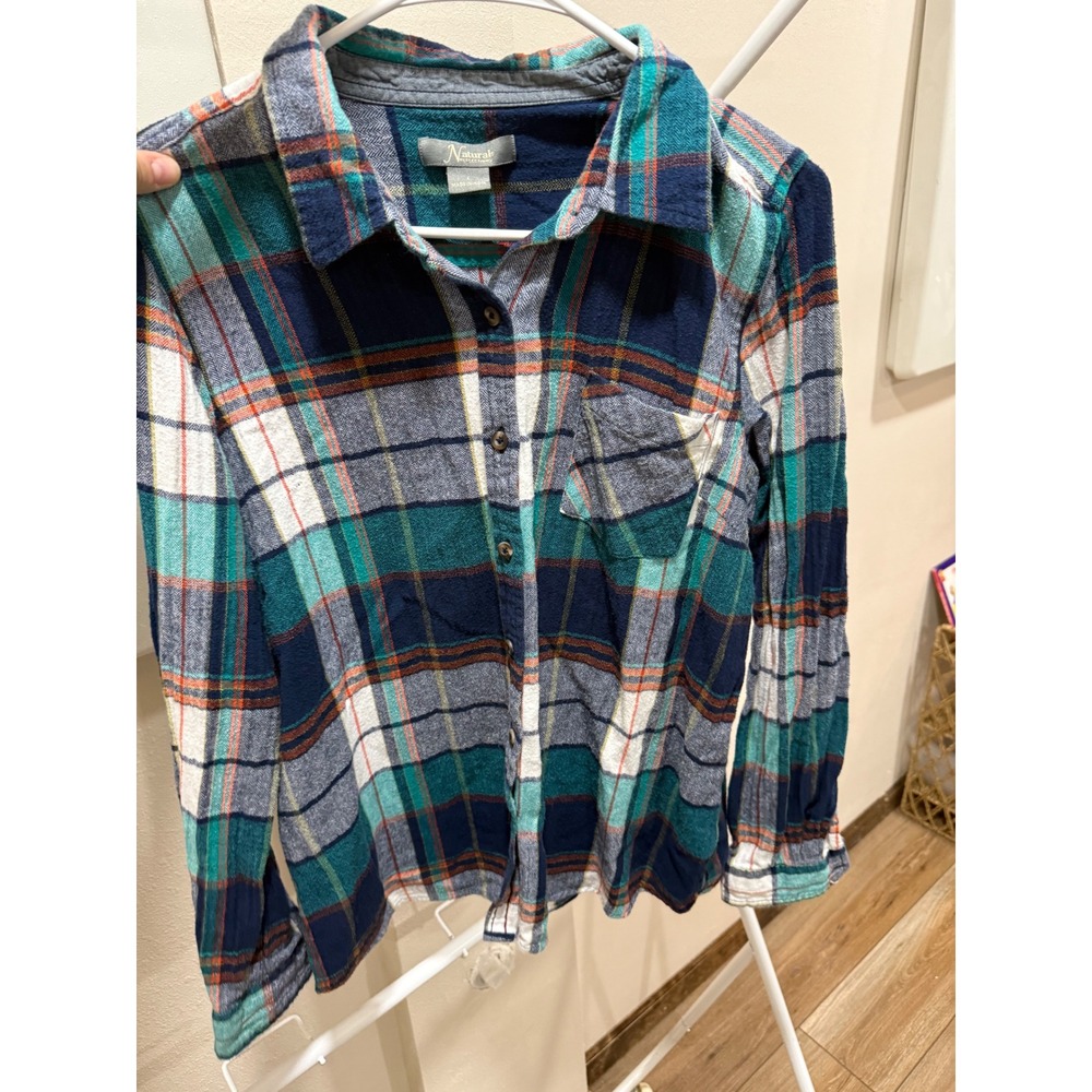 Cottagecore Lumberjack plaid outdoor‎ Flannel Teal Large Natural Reflections - Picture 4 of 4